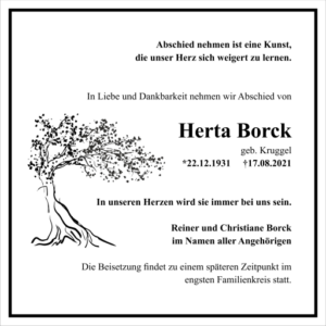 Traueranzeige Herta Borck