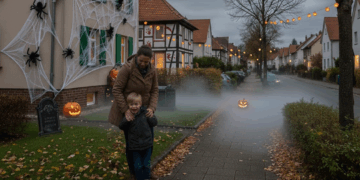 Halloween in der Teutoburgia: Rechte statt Rummel – Showdown am Verwaltungsgericht Ein Kind fürchtet sich vor der gruseligen Dekoration in der Nachbarschaft.