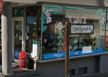 Umbenennung der Heinrich-Lersch-Straße in Herne – Streit ums NS-Erbe in der Stadt Kiosk mit Lebensmitteln und Getränken an der Heinrich-Lersch-Straße in Herne Wanne-Eickel.