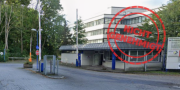 ZUE-Herne-Gebäude mit Stempel 'Nicht genehmigt'.