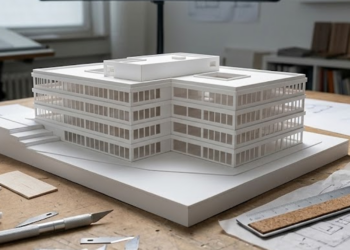 Architekturmodell der neuen ZUE in Herne.