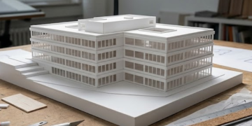 Architekturmodell der neuen ZUE in Herne.