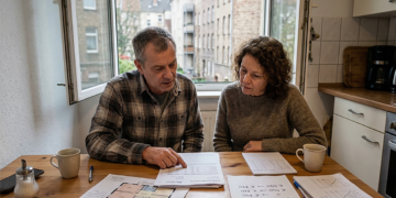 Zwei Personen diskutieren Wärmestrategien.