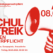 Plakat zum Schulstreik gegen Wehrpflicht am 08.05.2026 um 09:00 Uhr in Herne, Europaplatz, Kreuzkirche, mit Instagram-Hinweis @schulstreik.herne.