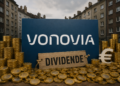 Vonovia in Herne: BSW kritisiert Dividendenpolitik Großes Vonovia-Schild zwischen alten Ruhrgebiets-Mietshäusern, umgeben von Euro-Münzen und Dividenden-Symbolik.