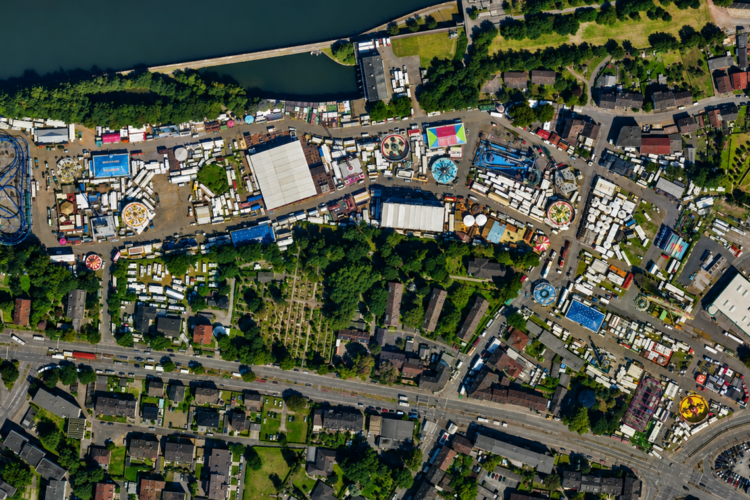 Sanierung Cranger Kirmesplatz: Millionen-Martyrium droht Luftbild der Cranger Kirmes in Herne-Wanne (Wanne-Eickel).
