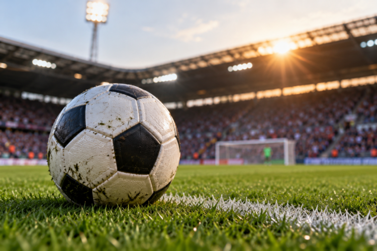 Bundesliga nach dem 2. Spieltag: Augsburg stürmt an die Spitze, Bayern lässt Punkte liegen Fußball auf dem Rasen in einem gut besuchten Stadion bei warmem Abendlicht.
